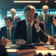 A man in a suit answering the phone in a boardroom